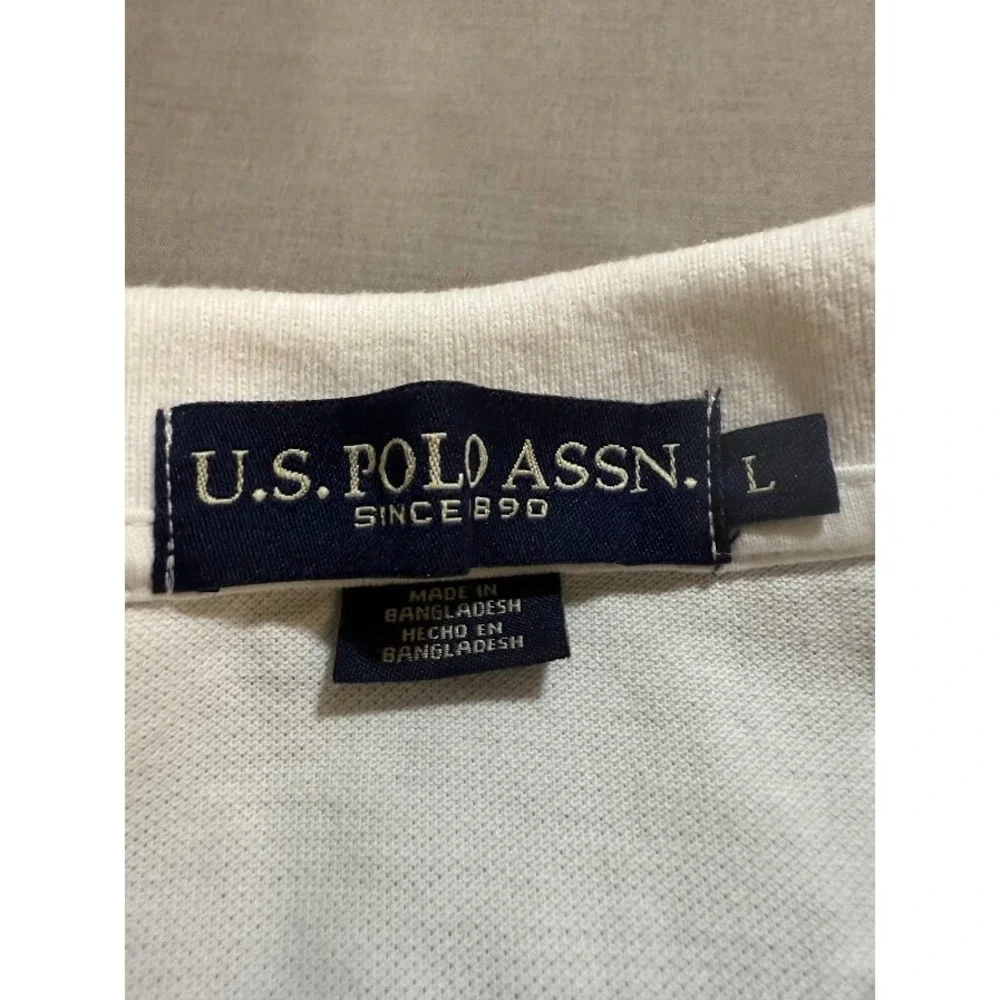 U.S. Polo ASSN. Polo Rainbow Pride Logo Shirt Adult L White Short Sleeve Button.